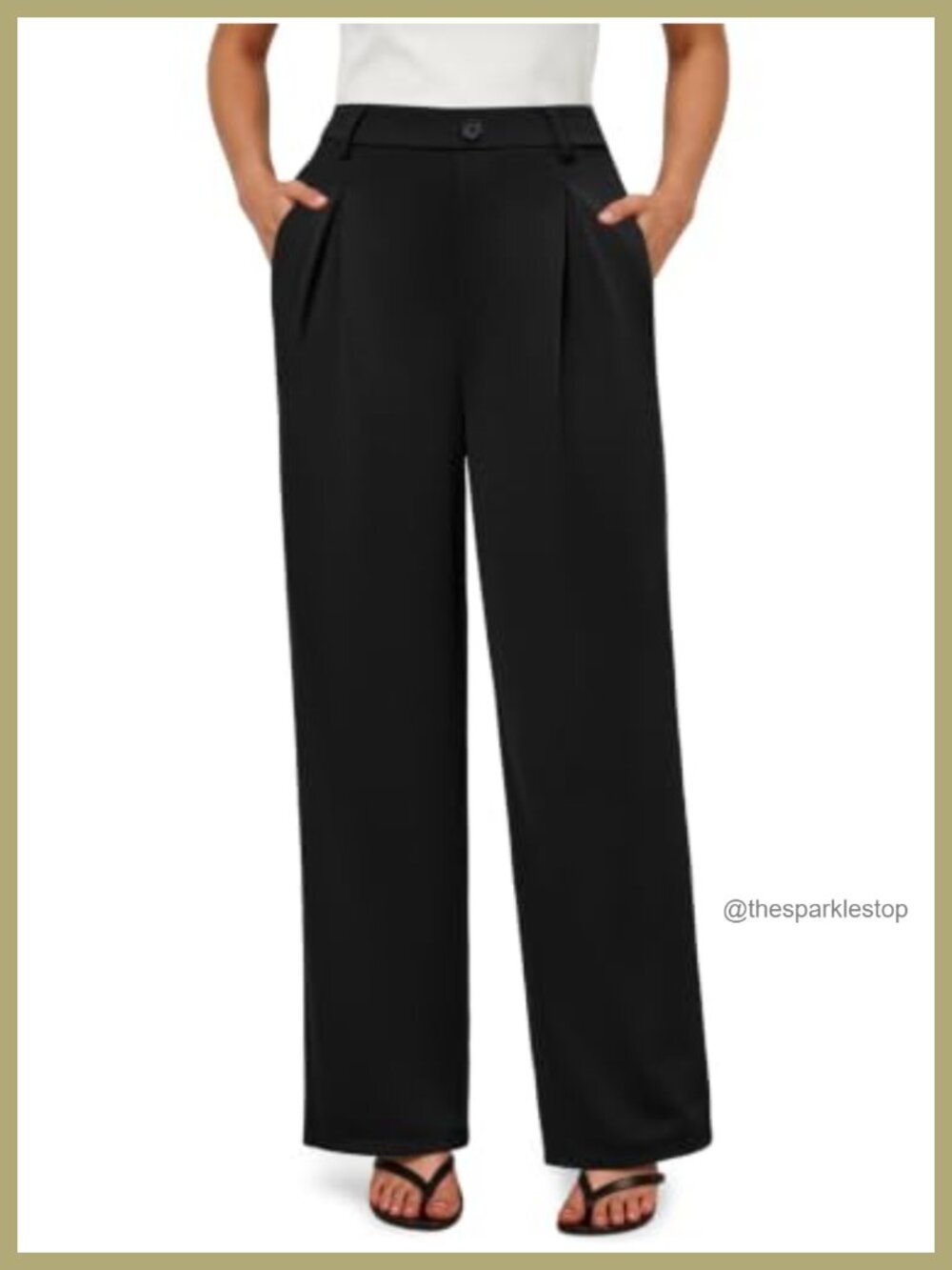 Wide Leg Pull On Stretchy Dress Slacks 2 Pockets